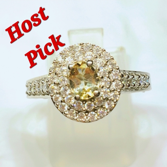 . Jewelry - Host Pick 🌟 Golden Imperial Topaz and Moissanite Double Halo Ring